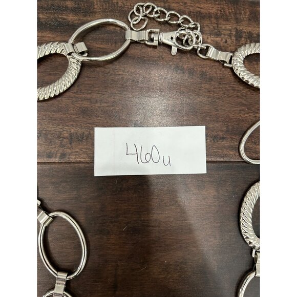 Silver Tone Oval Link Chain Belt Fashion Accessory Adjustable Length - Picture 5 of 5